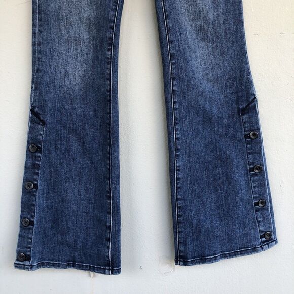 Anthropologie Pilcro High Rise Bootcut Jeans Womens 28 Button Hem Boho Western - Picture 5 of 15